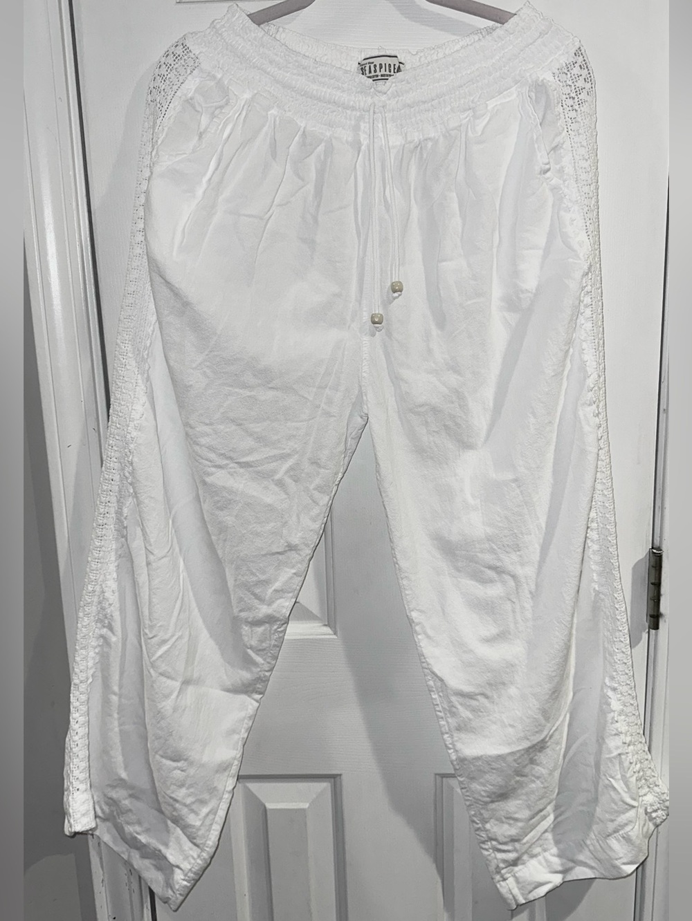 Seaspice Boho Lounge Pants ResortWear 100% Peruvian Cotton Beach Swim XL Smocked